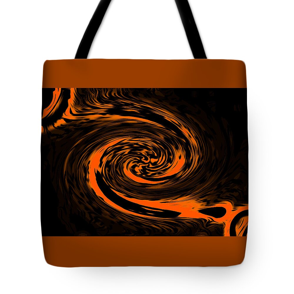 Abstract Art Tote Bag featuring the digital art Solar Fractal Orange by Ronald Mills