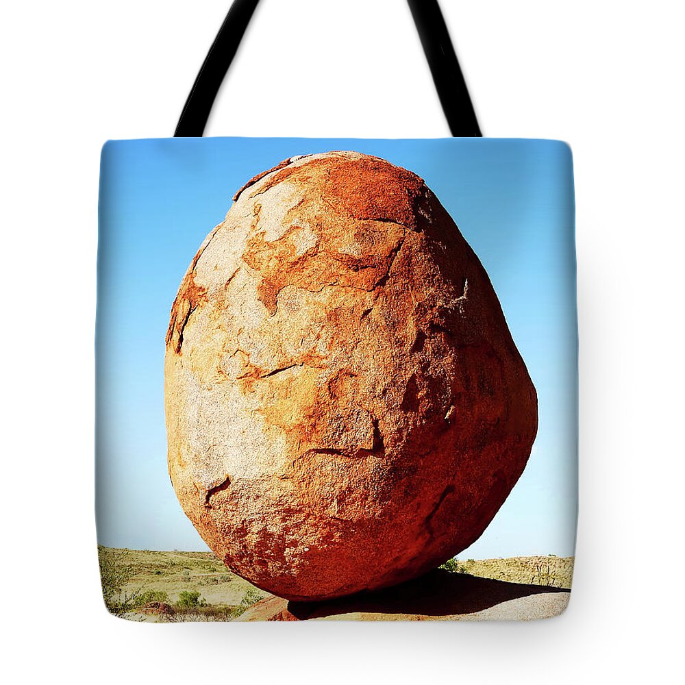 Australia Rocks Tote Bag featuring the photograph Solitary - Karlu Karlu - Devils Marbles, Northern Territory by Lexa Harpell