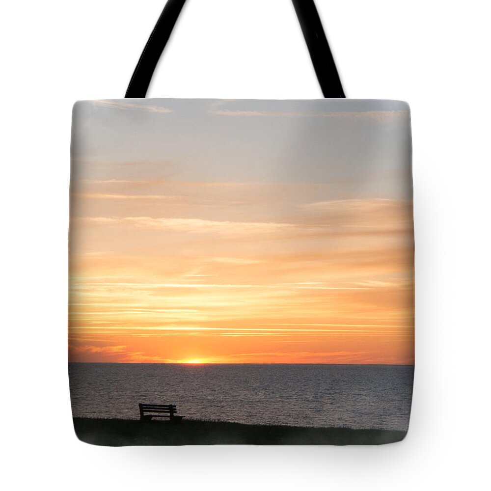 Orange Tote Bag featuring the mixed media Solitary Sunset by Moira Law