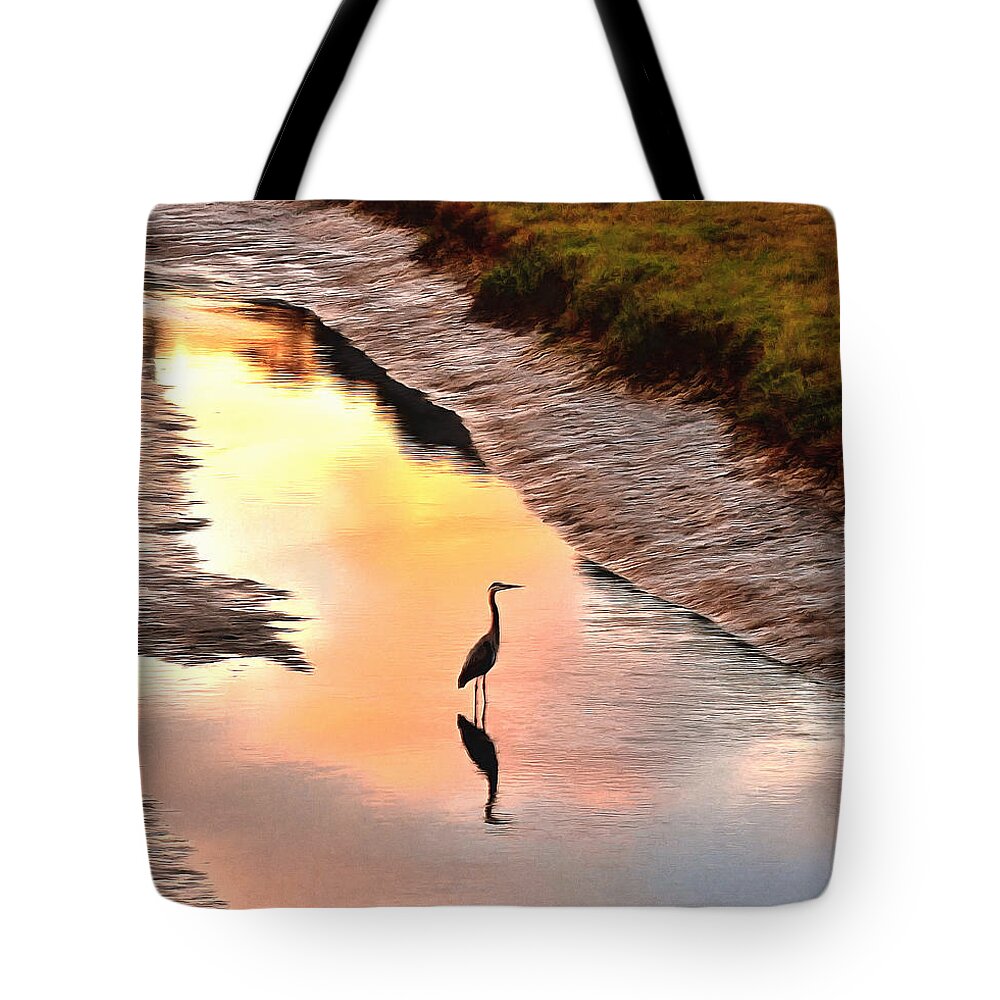 Great Blue Heron Tote Bag featuring the photograph Solitude by Brian Tada