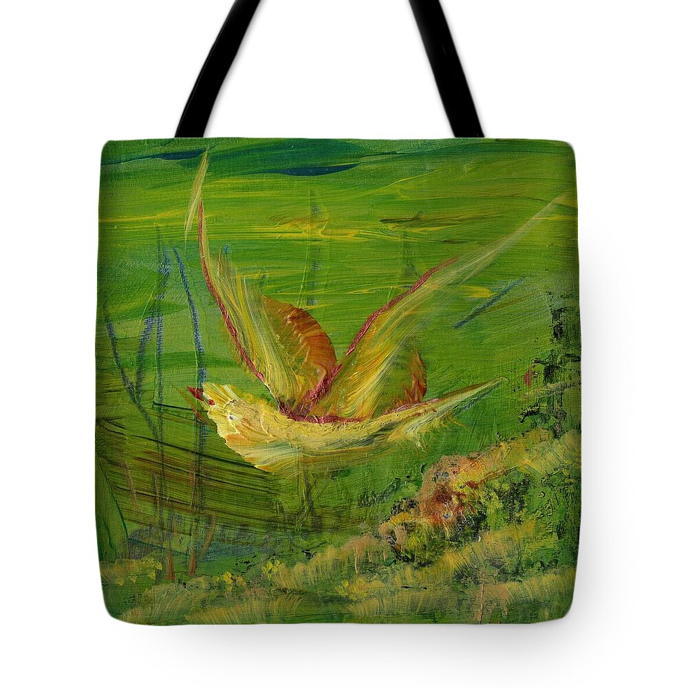 Abstract Art Tote Bag featuring the painting Solitude in Flight by Tammy Nara