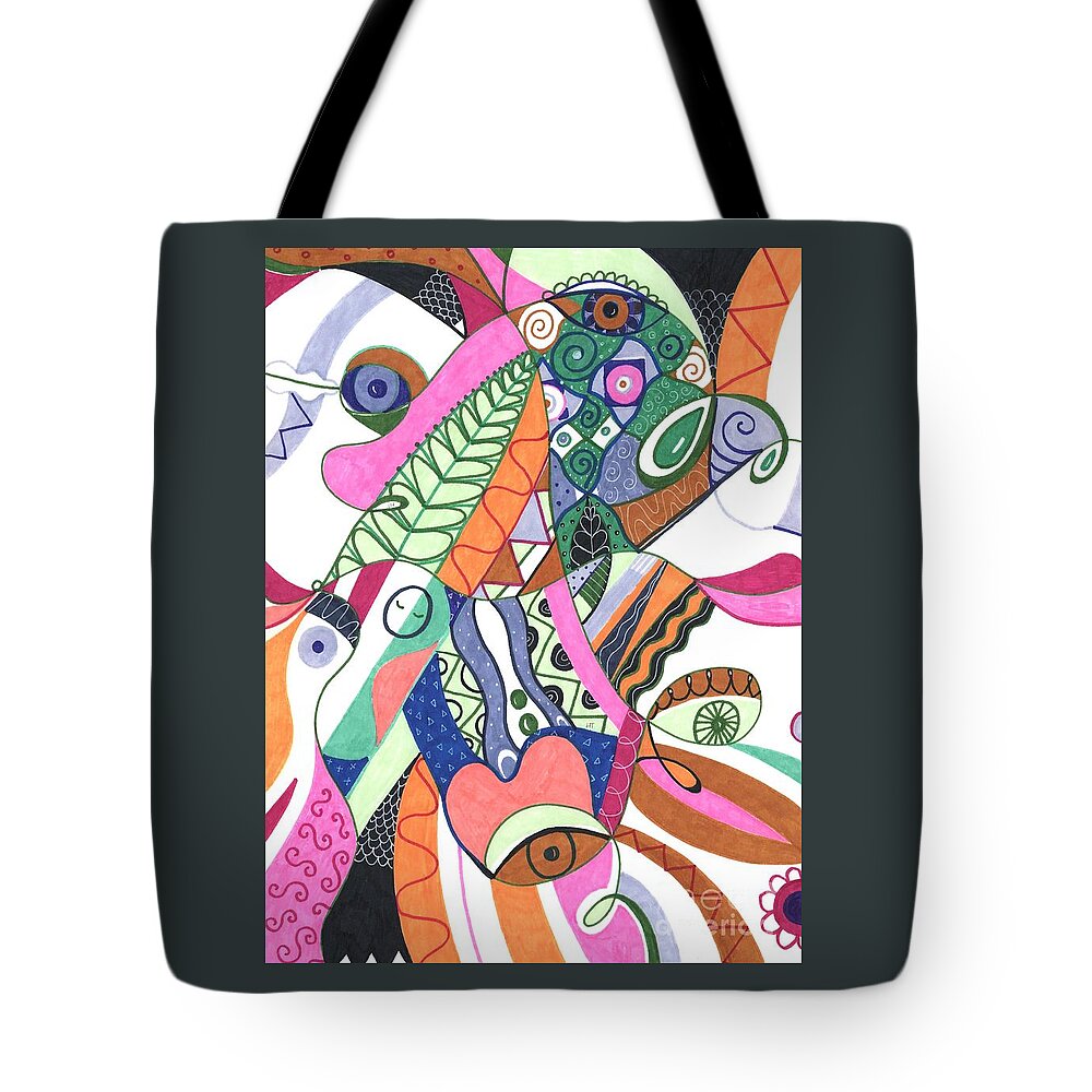 Somebody Anywhere 2 By Helena Tiainen Tote Bag featuring the drawing Somebody Anywhere 2 by Helena Tiainen