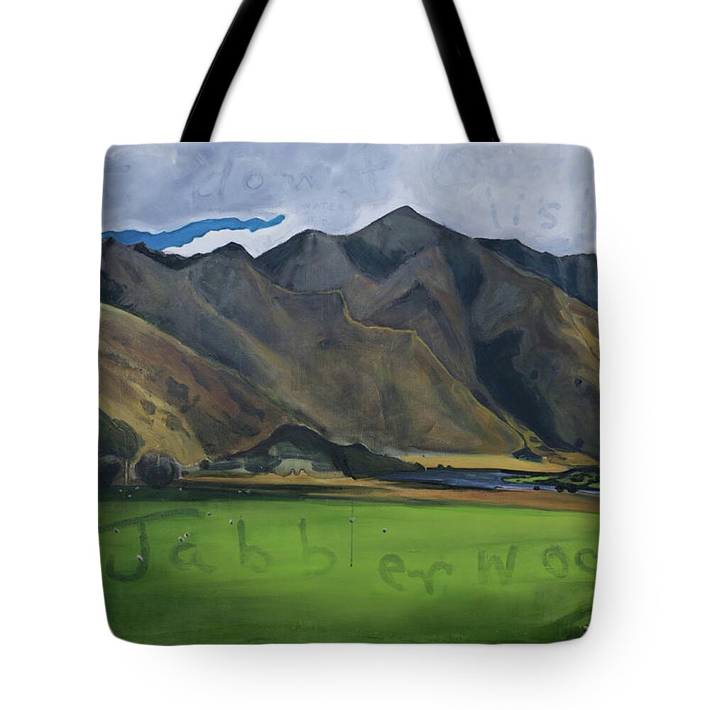 New Zealand Tote Bag featuring the painting Somewhere Around Queenstown by Whitney Palmer