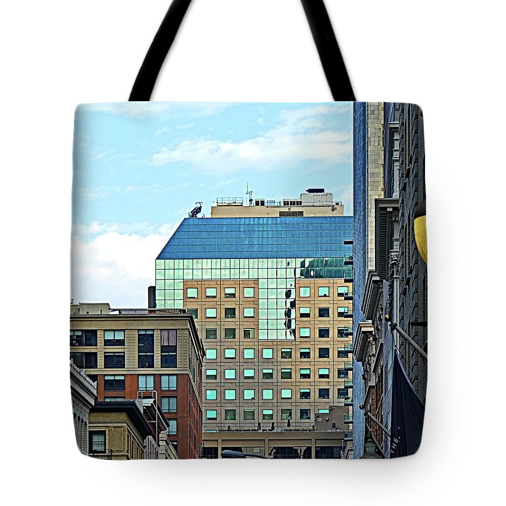 San Francisco Tote Bag featuring the photograph Somewhere in the Financial District of San Francisco by Lyuba Filatova
