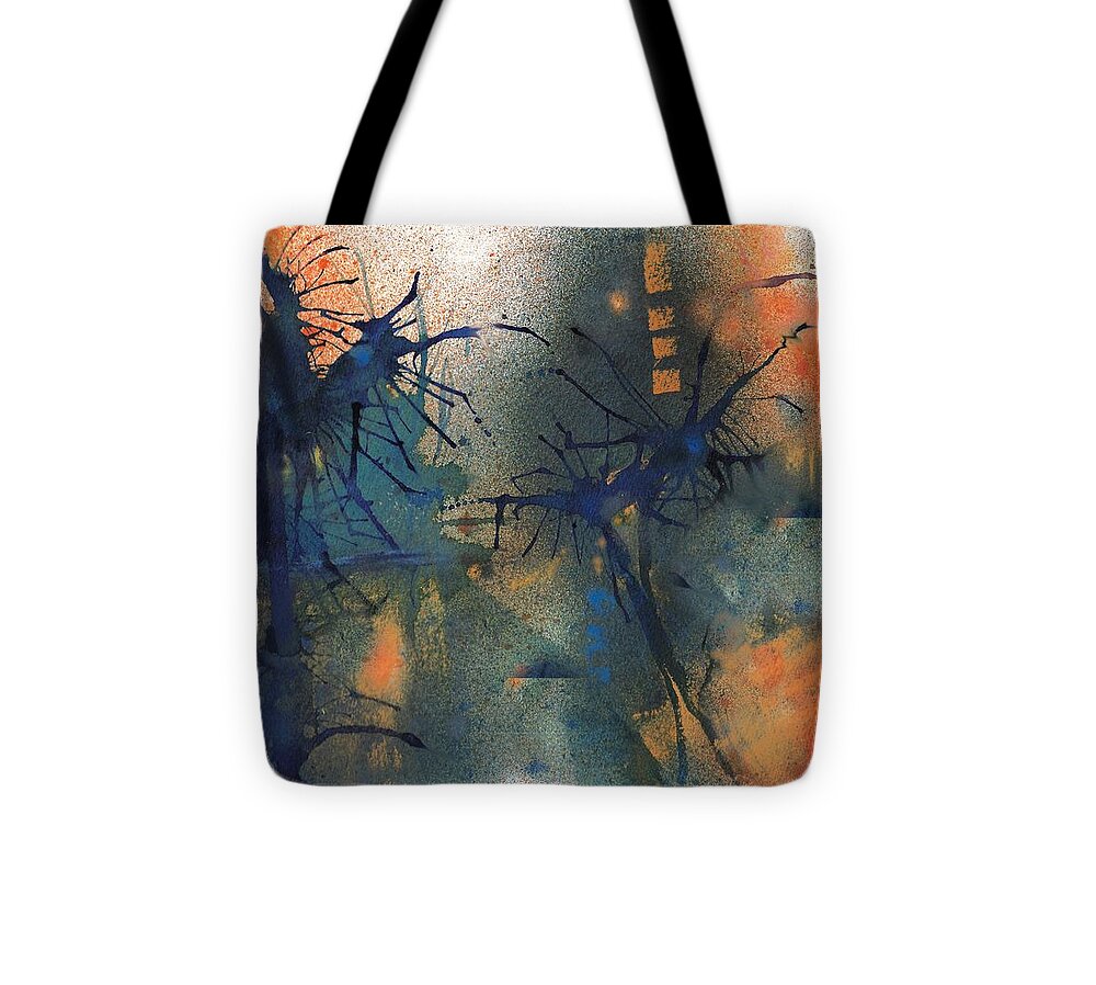 Expressive Abstract Tote Bag featuring the painting Sonar by Gail Marten