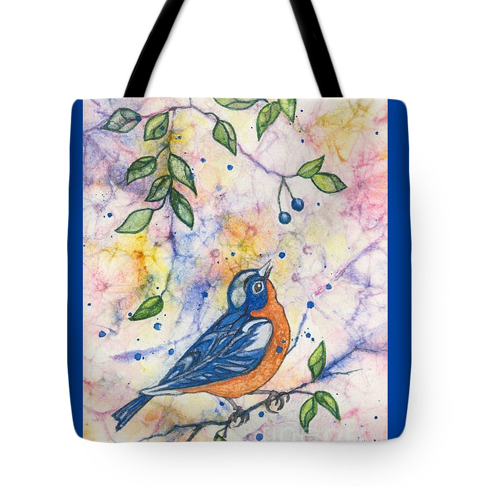 Bluebird Tote Bag featuring the painting Song of Spring by Barbara Jewell