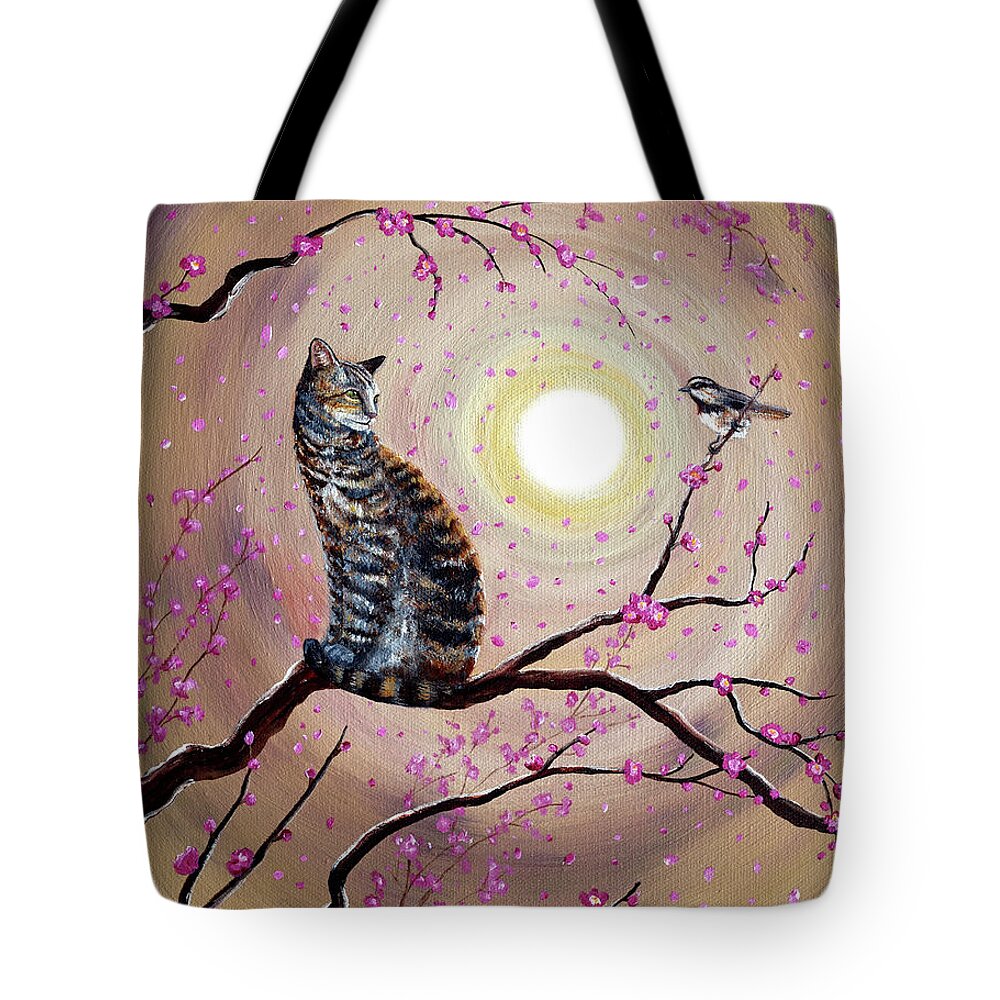 Zen Tote Bag featuring the painting Song of the Chickadee by Laura Iverson
