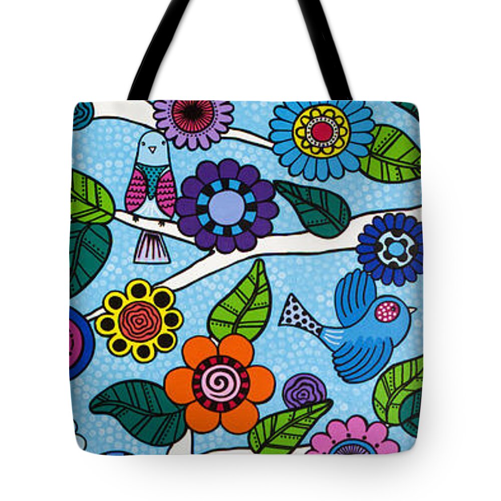 Birds In Branches Tote Bag featuring the painting Songbirds by Beth Ann Scott