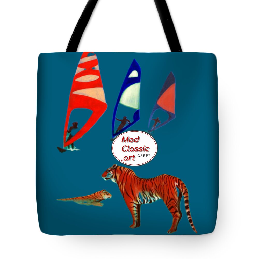 Tigers Tote Bag featuring the painting Sons of Sun Tigers ModClassic Art by Enrico Garff
