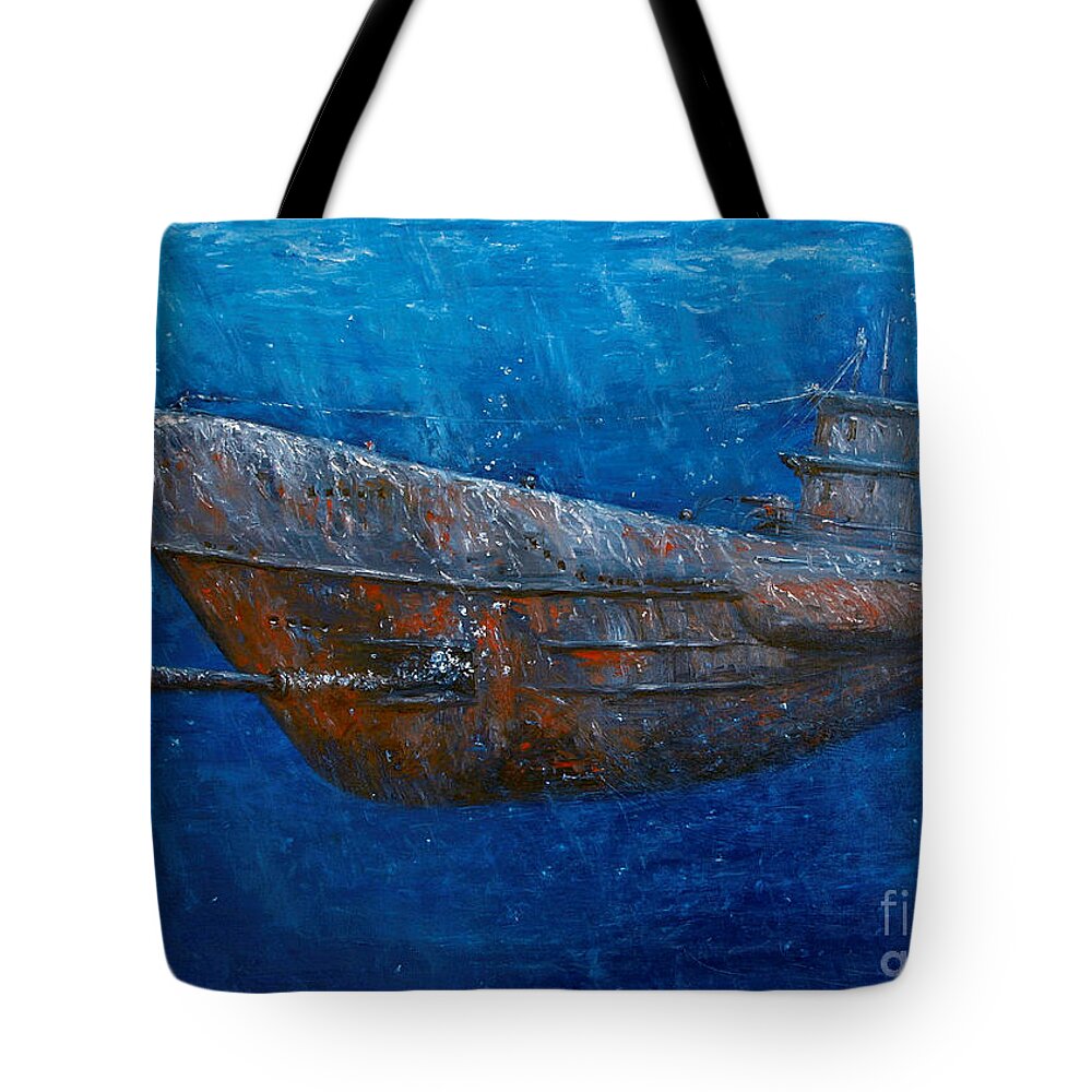 U-boat Tote Bag featuring the painting Soul hunter by Arturas Slapsys