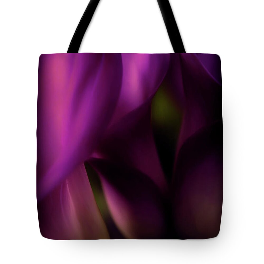 Floral Tote Bag featuring the photograph Sound of Silence - Purple Tones by Darlene Kwiatkowski