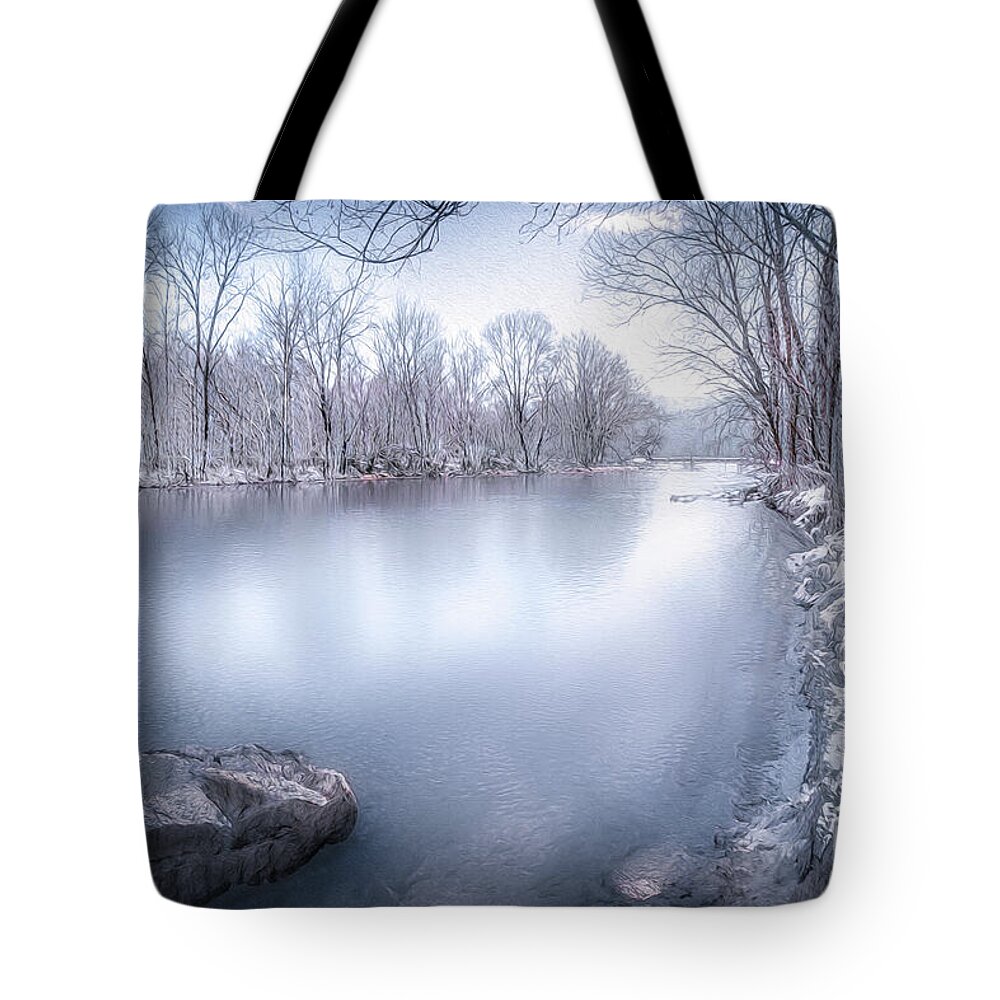 Snow Tote Bag featuring the photograph South Holston in Winter by Shelia Hunt