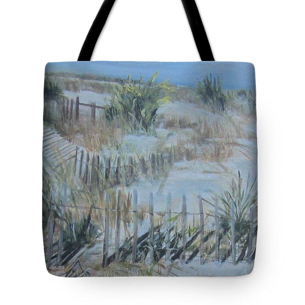 Acrylic Tote Bag featuring the painting South Jersey Dunes by Paula Pagliughi