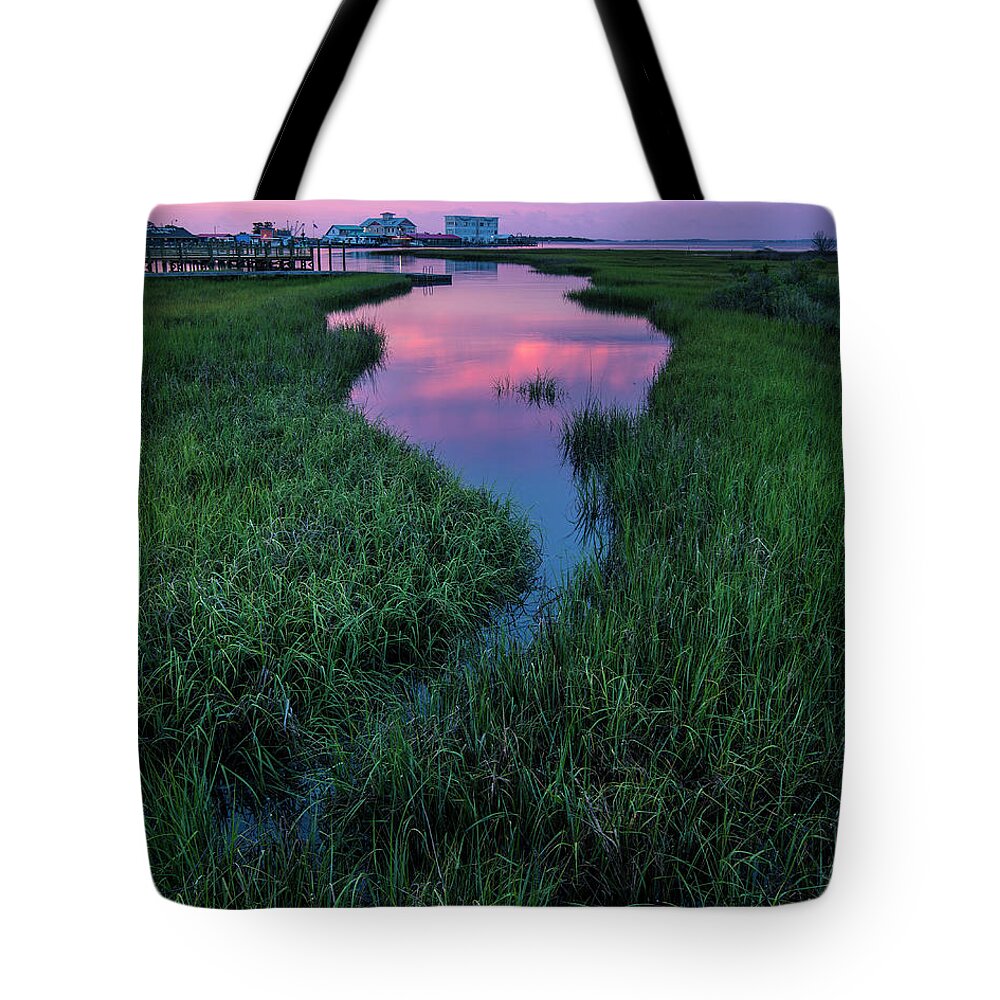 Southport Tote Bag featuring the photograph Southport Salt Marsh Siunrise by Nick Noble