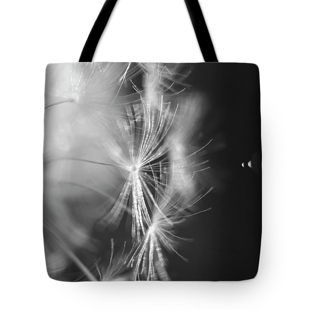 Space Tote Bag featuring the photograph Space Abstract Black and White Flower by Sandra J's