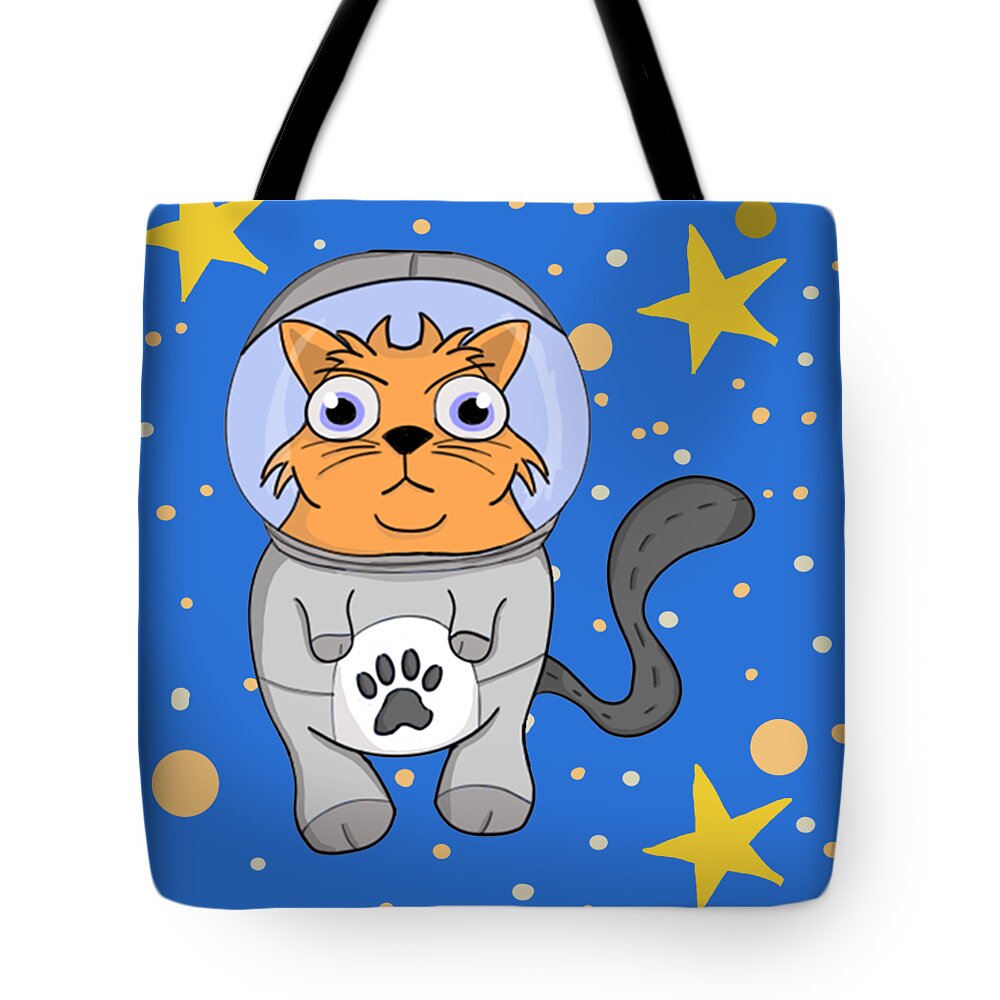 Space Tote Bag featuring the digital art Space Kitten by Rose Lewis