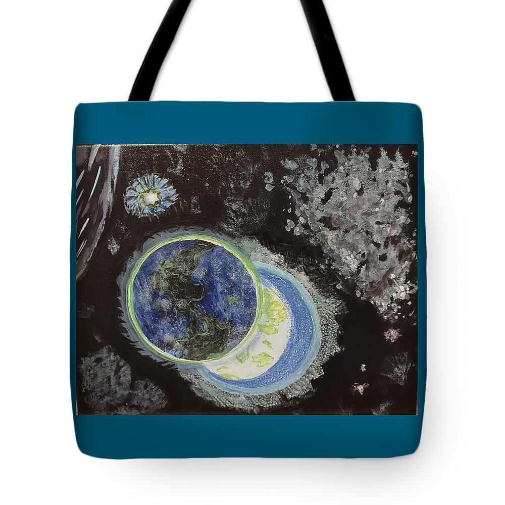 Space Tote Bag featuring the painting Space Odessey by Suzanne Berthier