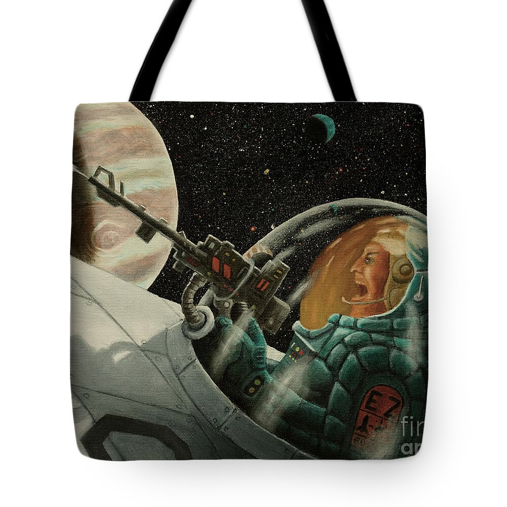 Space Tote Bag featuring the painting Space warrior by Ken Kvamme