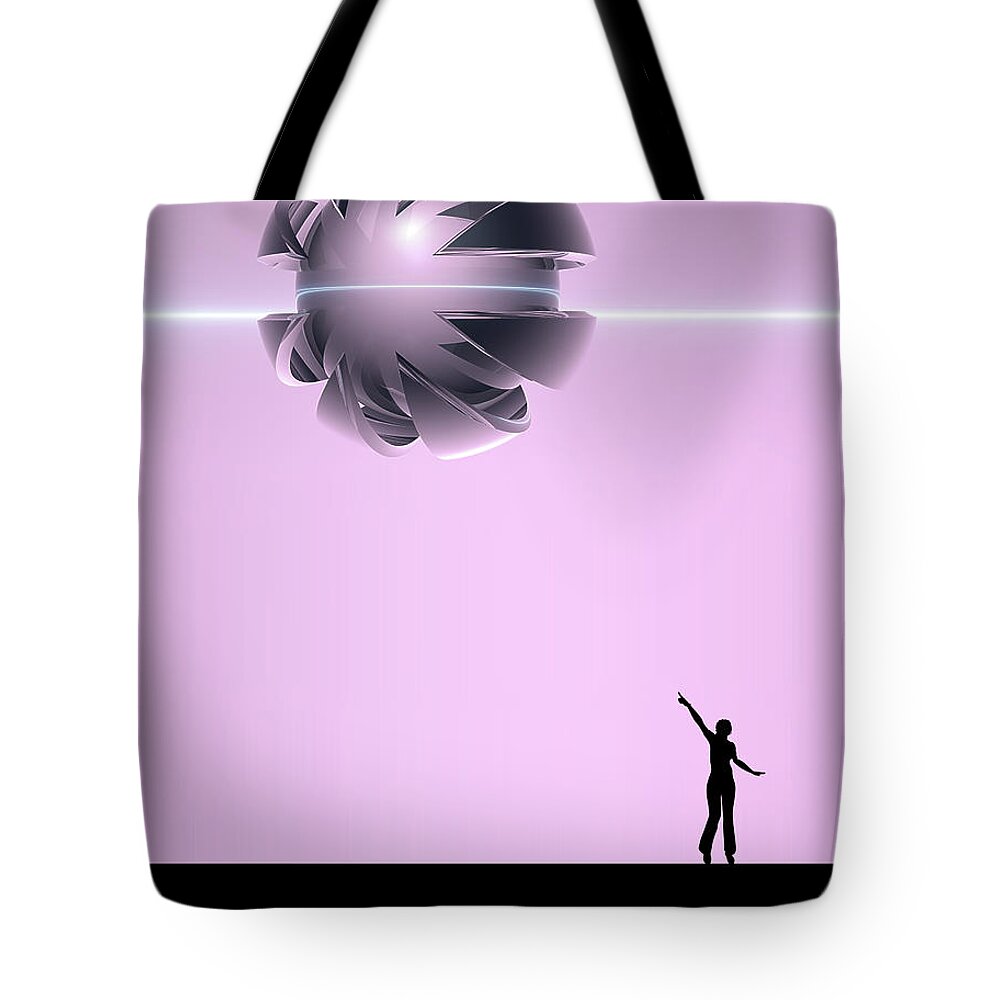 Ufo Tote Bag featuring the digital art Spaceship In The Sky by Phil Perkins
