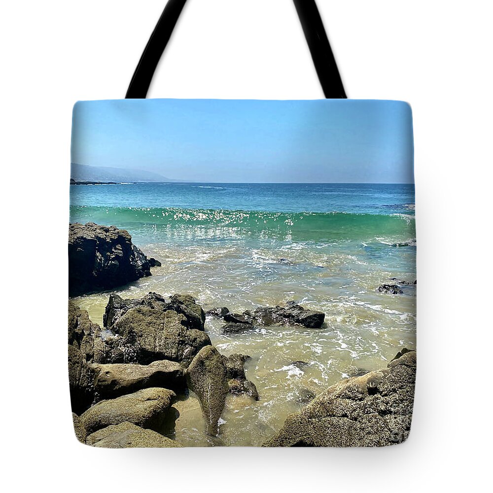 Water Tote Bag featuring the photograph Sparkling Wave Washes Ashore by Katherine Erickson