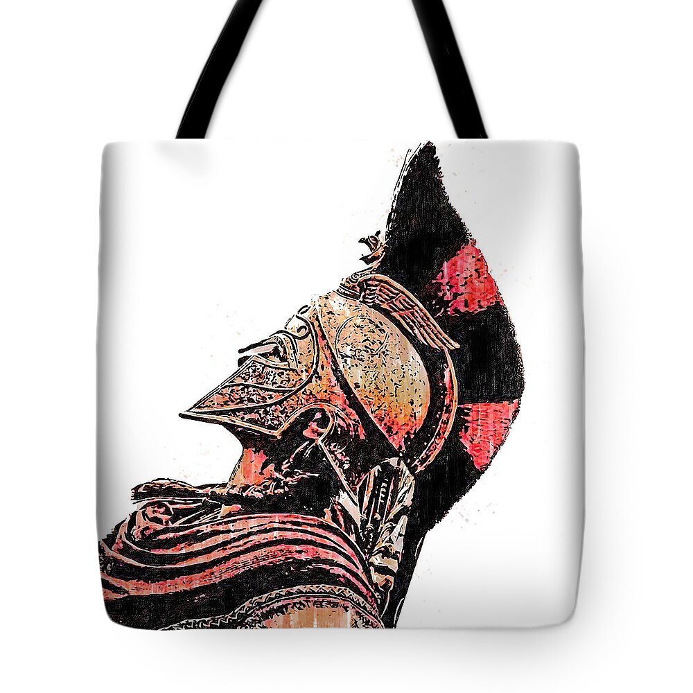 Spartan Warrior Tote Bag featuring the painting Spartan Hoplite - 67 by AM FineArtPrints