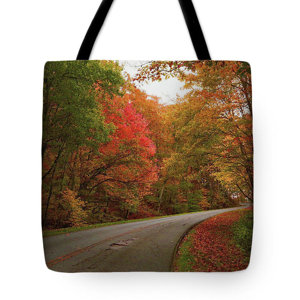 Smokies. Tote Bag featuring the photograph Spectacular colors ahead by Dennis Baswell