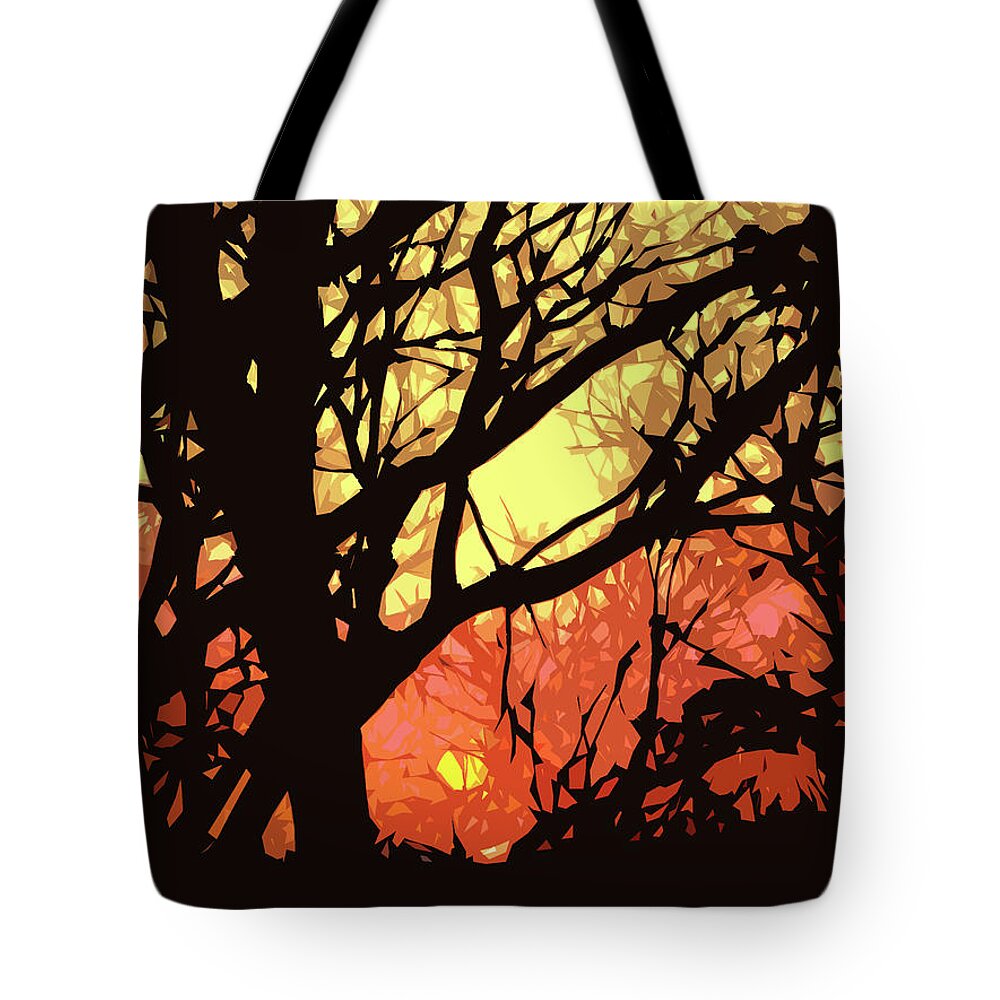 Sunset Tote Bag featuring the digital art Spectacular Sunset by Nancy Olivia Hoffmann