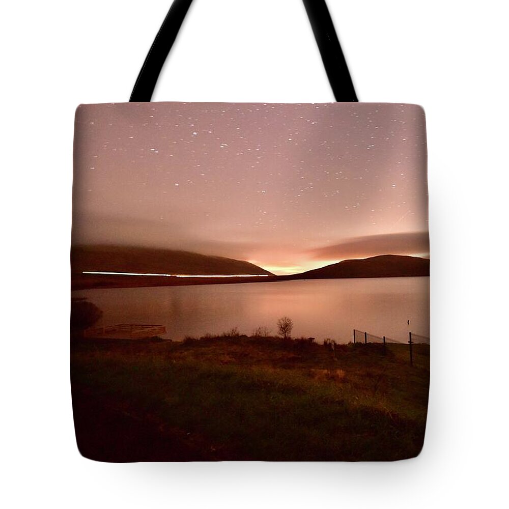 Spelga Reservoir Tote Bag featuring the photograph Spelga Dam By Night by Neil R Finlay