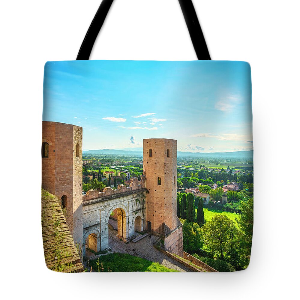Spello Tote Bag featuring the photograph Spello, the Venus Gate. Umbria by Stefano Orazzini