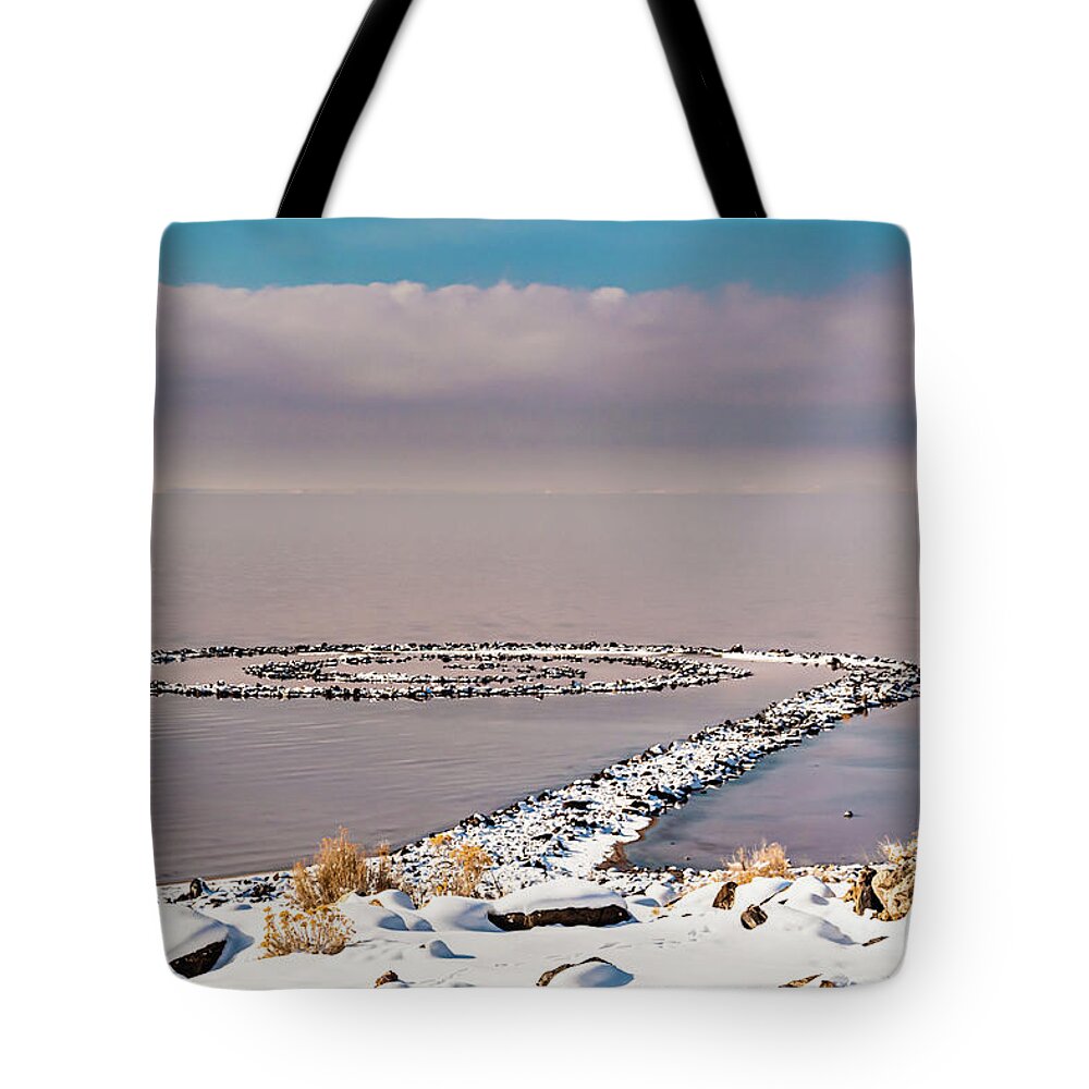 Spiral Jetty Tote Bag featuring the photograph Spiral Jetty by Bryan Carter