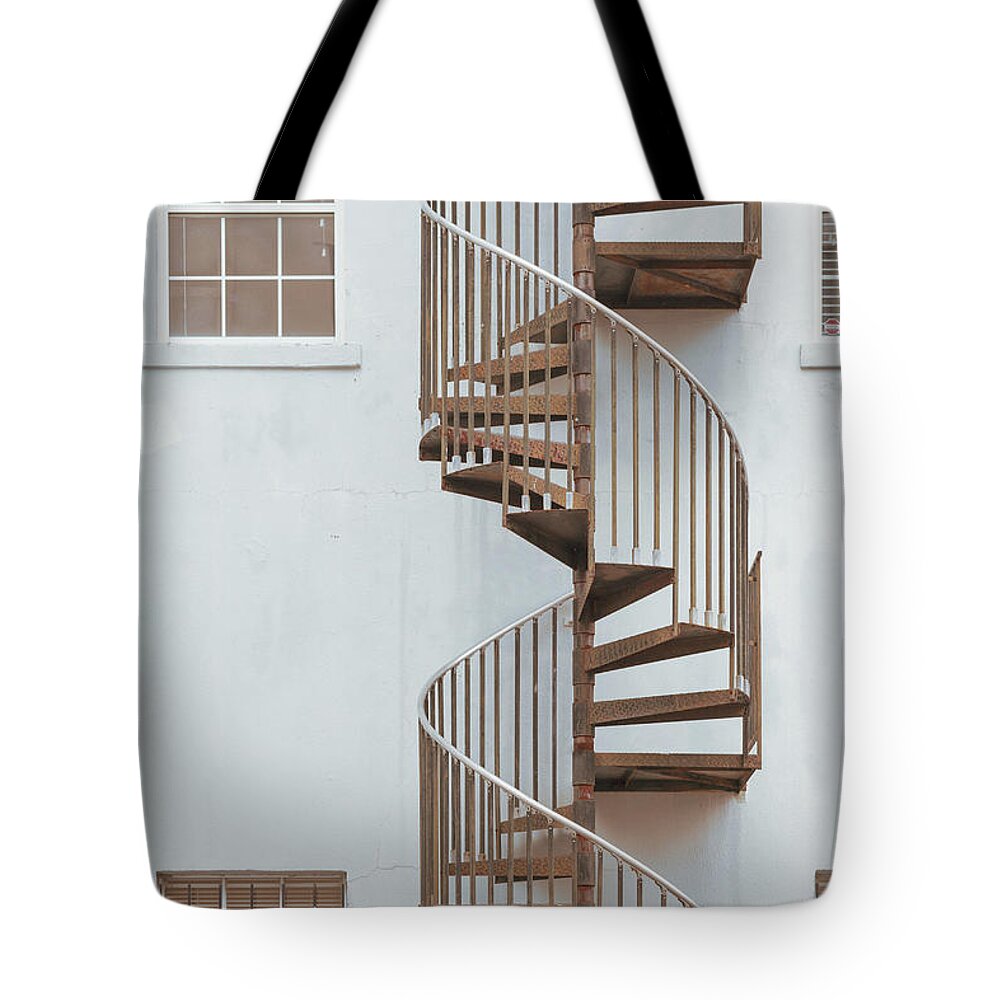 Mental Health Tote Bag featuring the photograph Spiral Stairs by Katie Dobies