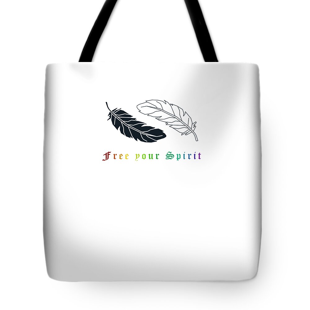 Funny Tote Bag featuring the digital art Spirit Feather Retro Cool Polygon Boho Vintage by Graphics Lab