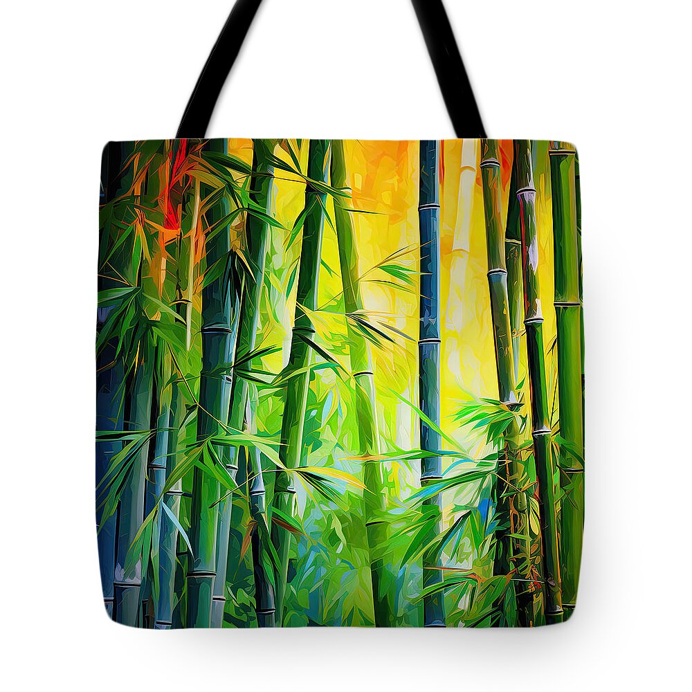 Bamboo Tote Bag featuring the painting Spirit Of Summer- Bamboo Artwork by Lourry Legarde