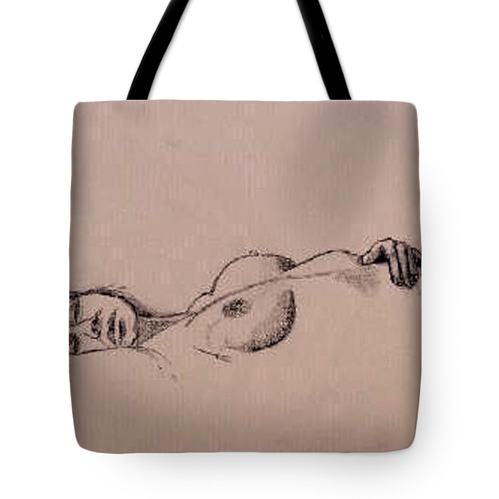 Catori (spirit) Tote Bag featuring the drawing Spirit by Ray Agius