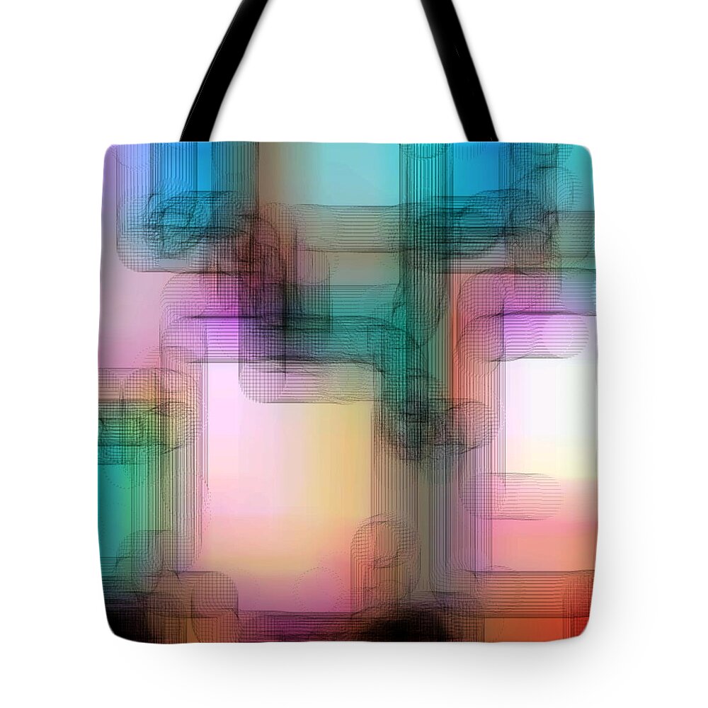 #abstract #abstractart #digital #digitalart #wallart #markslauter #print #greetingcards #pillows #duvetcovers #shower #bag #case #shirts #towels #mats #notebook #blanket #charger #pouch #mug #tapestries #facemask #puzzle Tote Bag featuring the digital art Spiro Tunnels by Mark Slauter