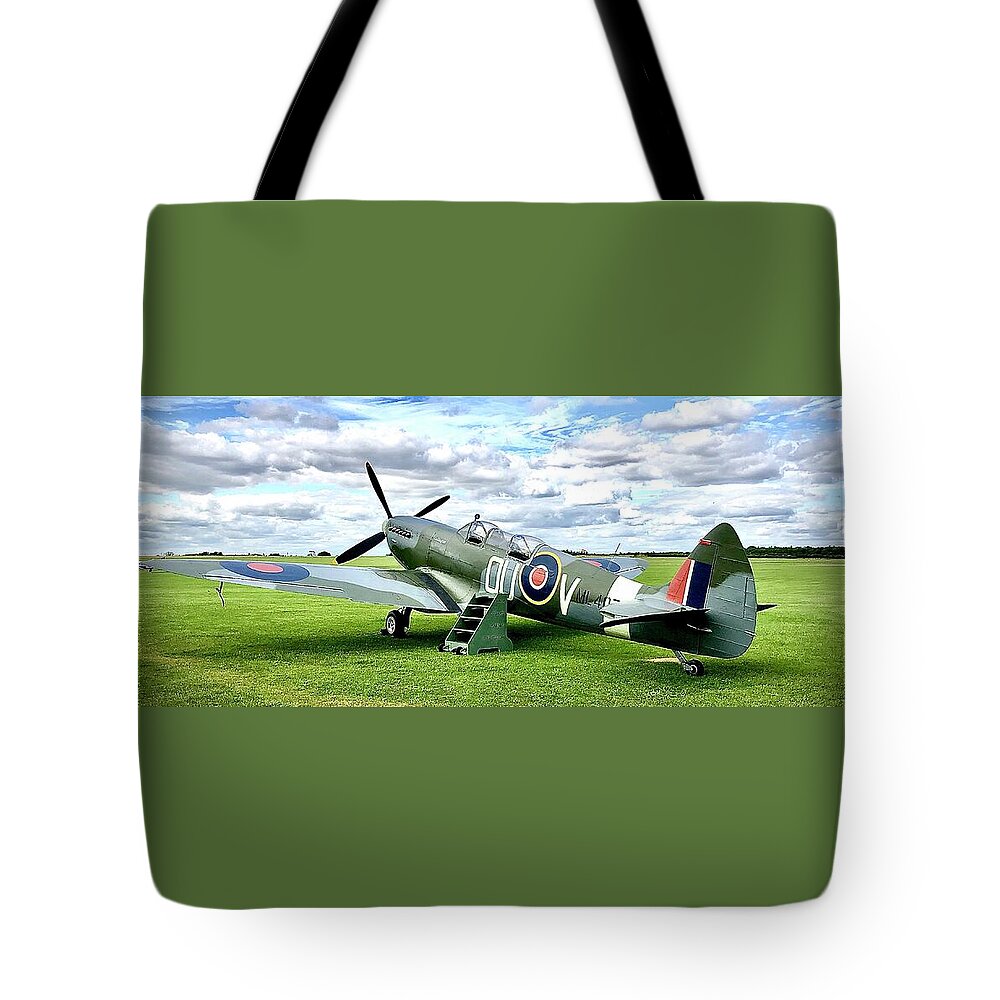 Super Marine Tote Bag featuring the photograph Spitfire Ready by Gordon James