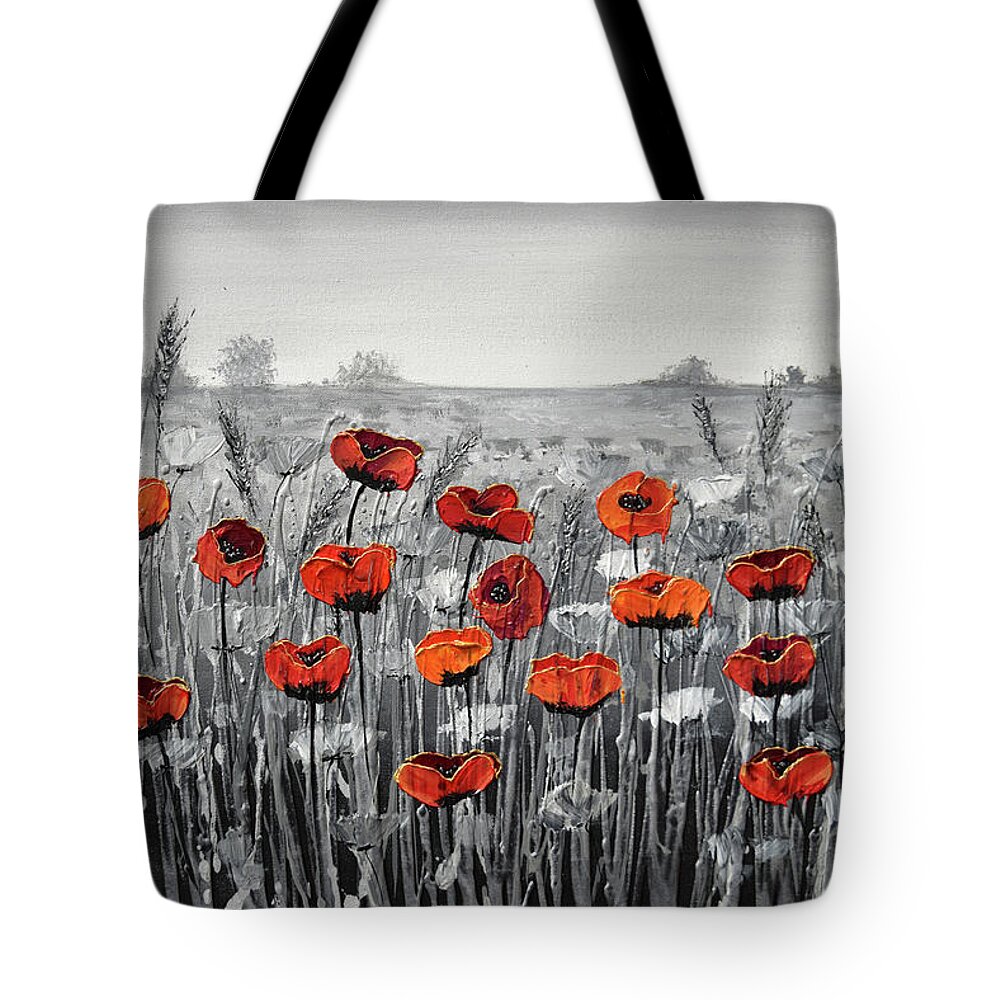 Red Poppies Tote Bag featuring the painting Splash of Colour by Amanda Dagg