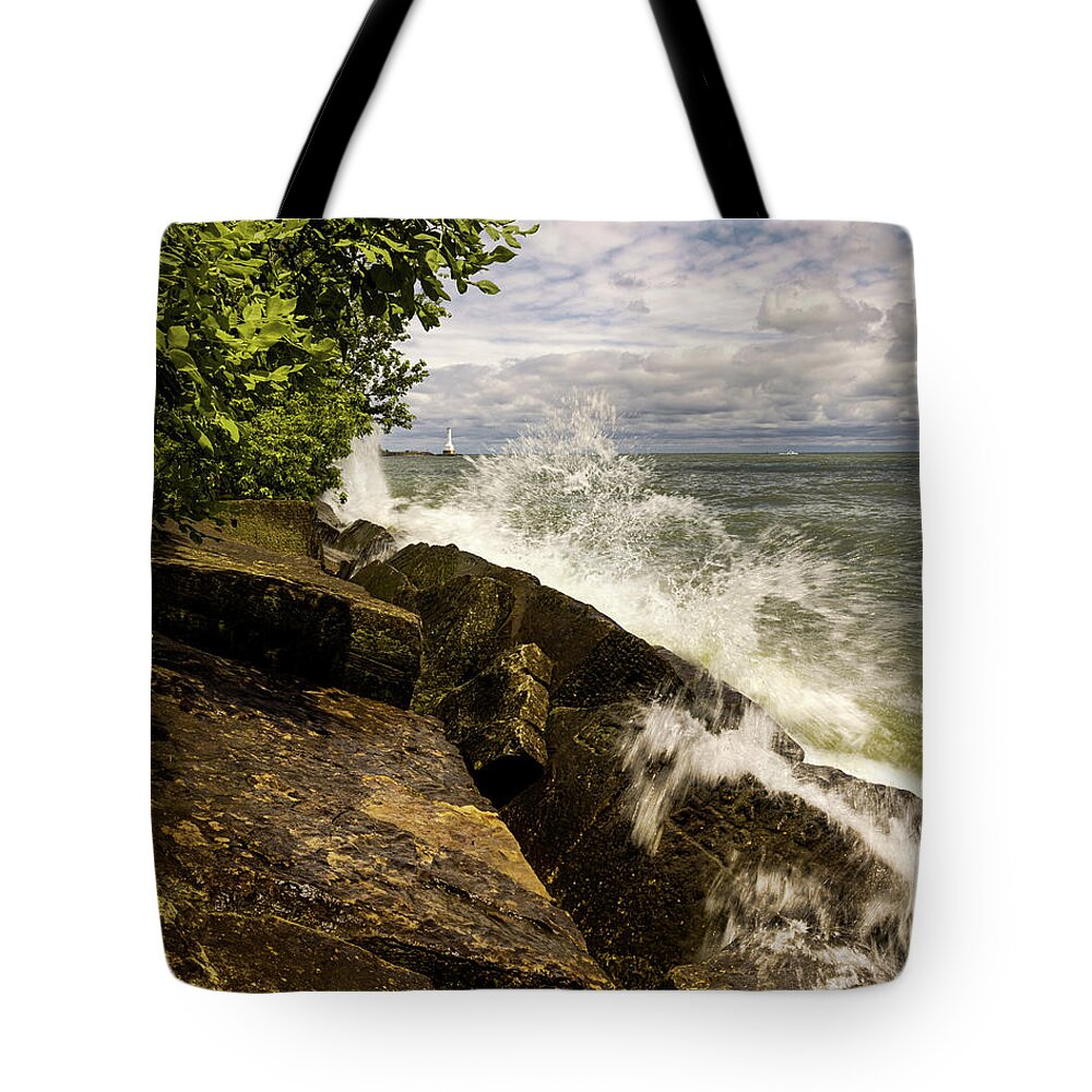 Lighthouse Tote Bag featuring the photograph Splash by SC Shank