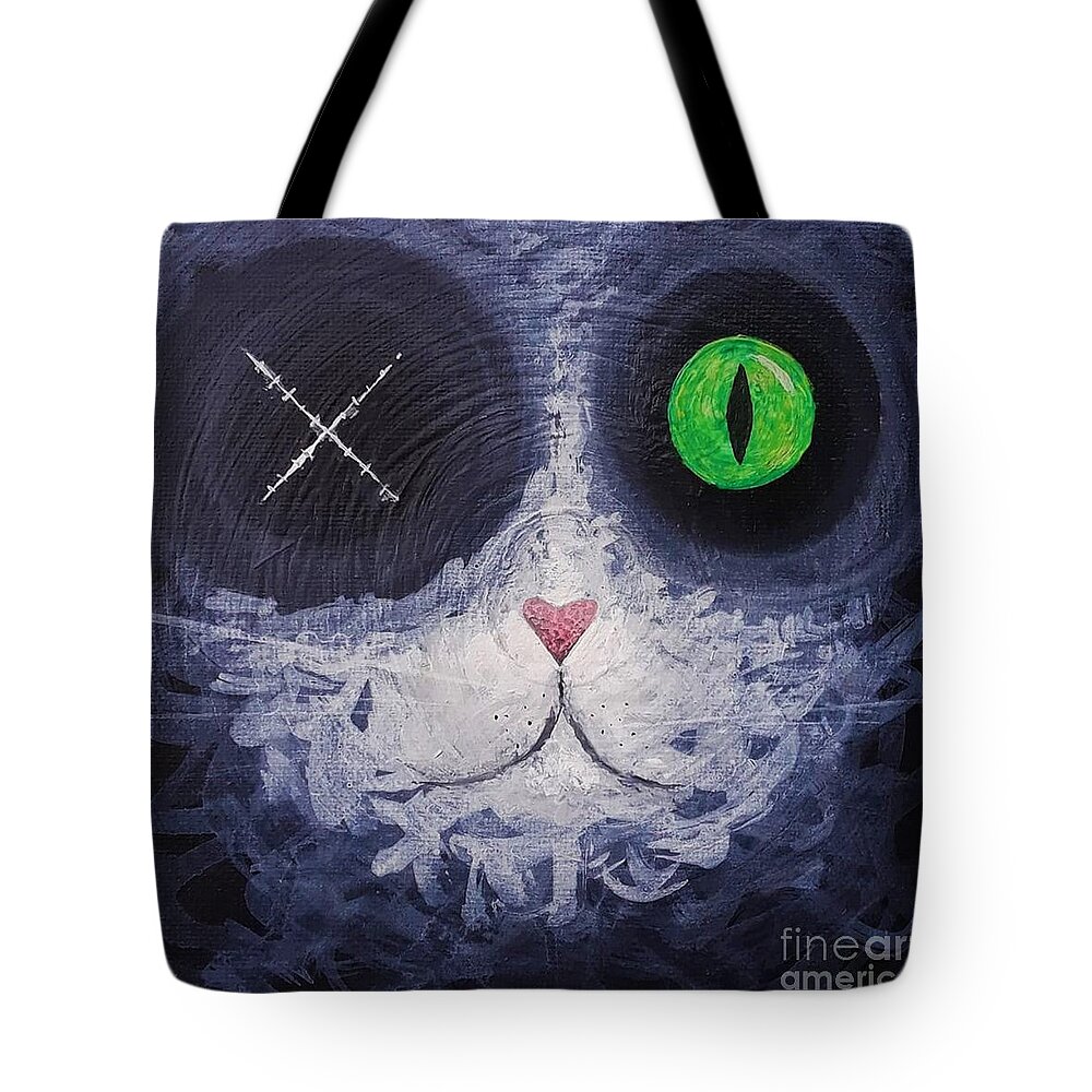 Cat Tote Bag featuring the painting Spooky Cat by April Reilly