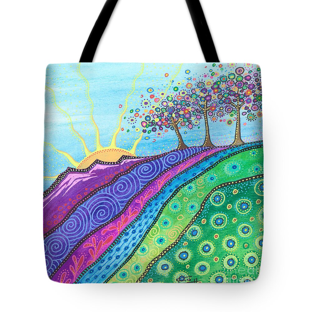 Mountain Landscape Painting Tote Bag featuring the painting Spreading Joy by Tanielle Childers