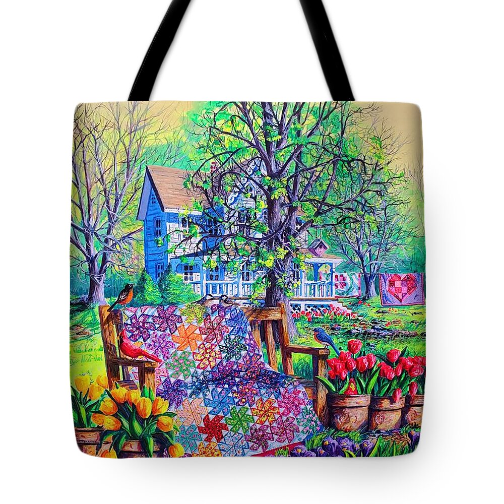Spring Tote Bag featuring the painting Spring Awakening by Diane Phalen