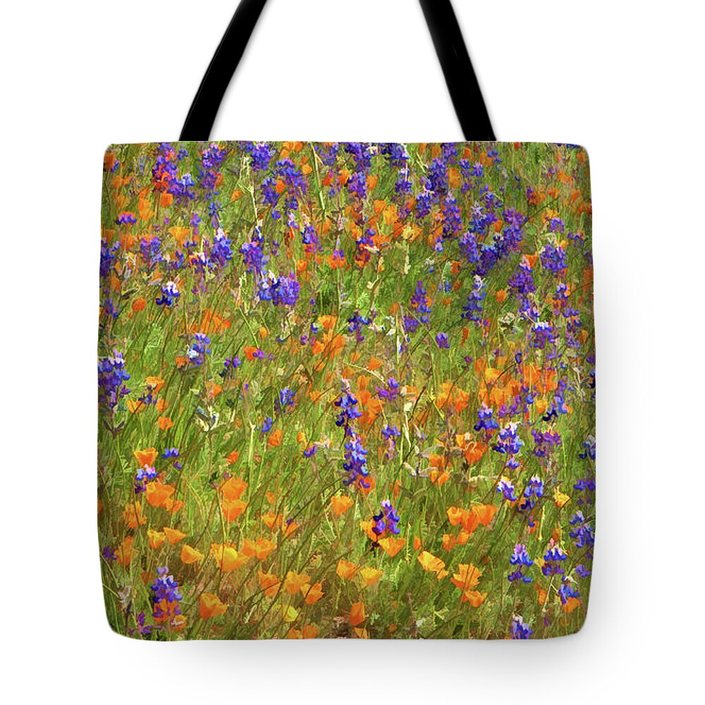 Wildflowers Tote Bag featuring the photograph Spring Bliss - Poppies and Lupines by Ram Vasudev