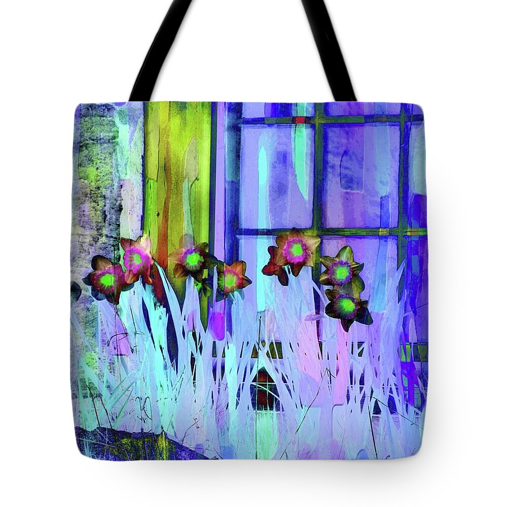 Abstract Tote Bag featuring the photograph Spring Daffodils by Marcia Lee Jones