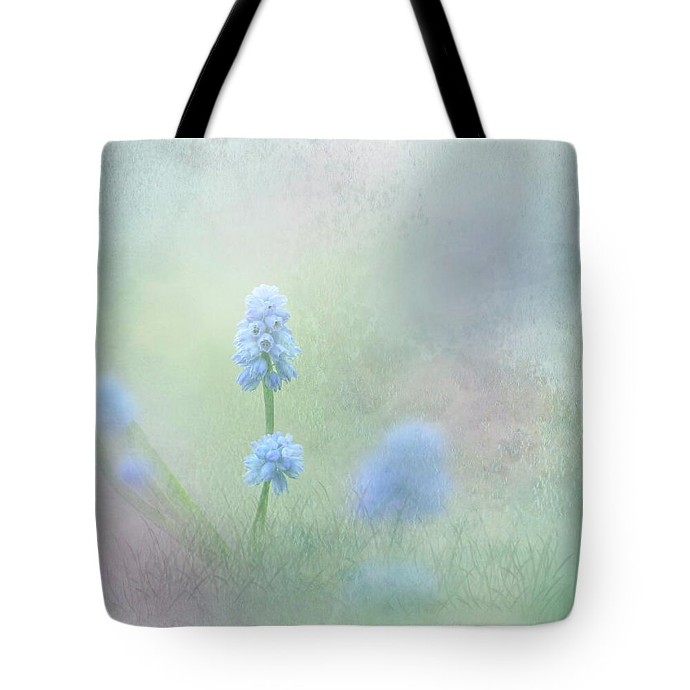 Spring Flowers Tote Bag featuring the photograph Spring Ephemeral with Texture - Muscari by Patti Deters