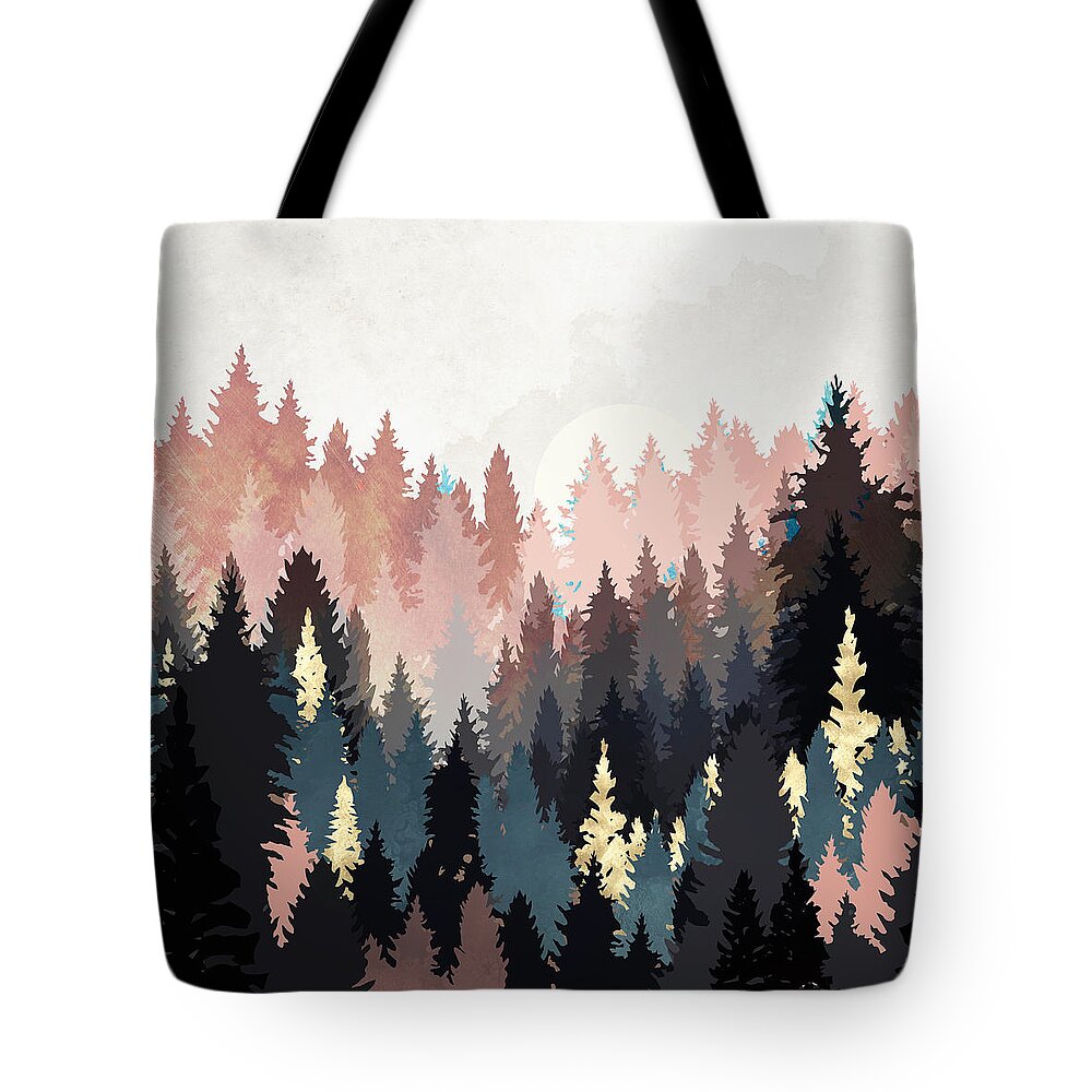 Digital Tote Bag featuring the digital art Spring Forest Light by Spacefrog Designs