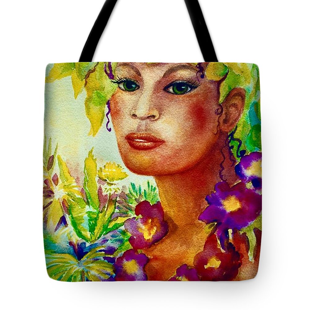 Goddess Series Tote Bag featuring the painting Spring Goddess by Caroline Patrick