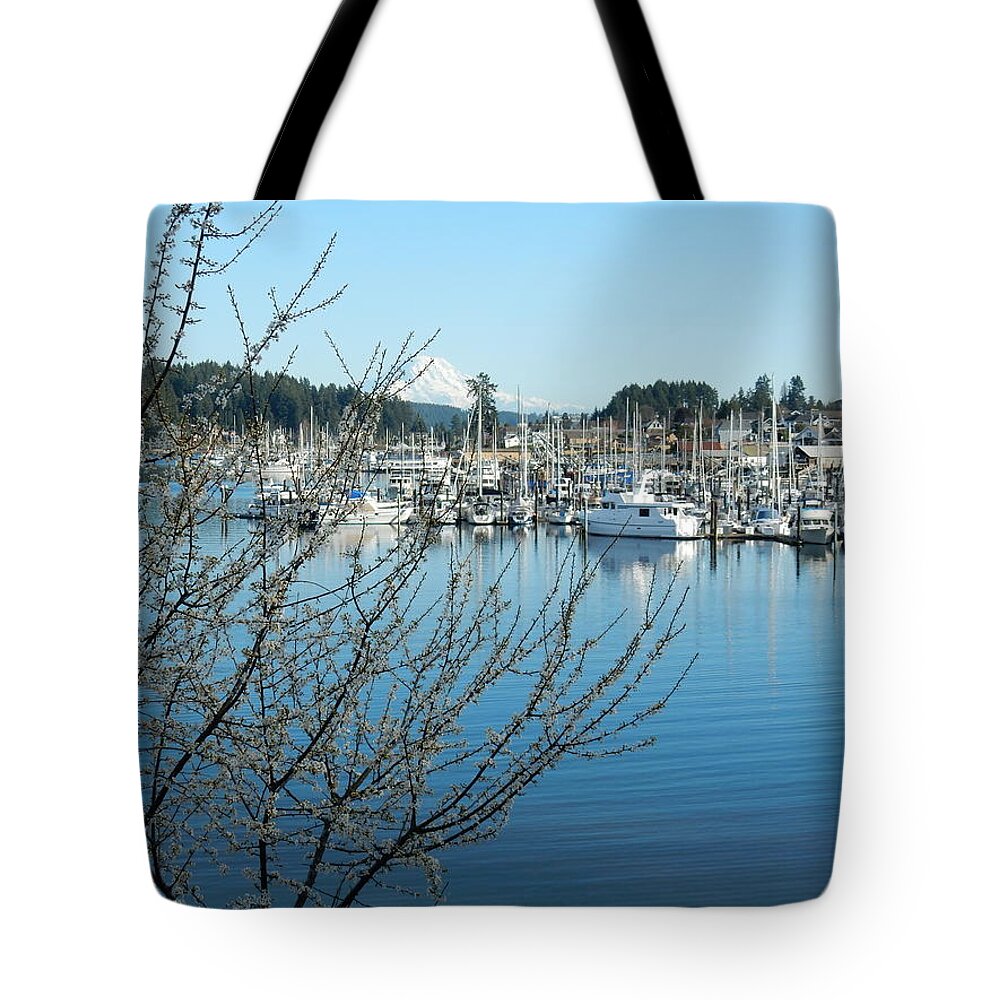 Harbor Tote Bag featuring the photograph Spring in Gig Harbor by Bill TALICH