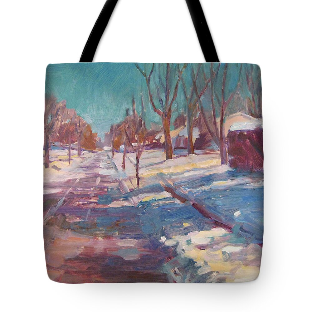 Cold Tote Bag featuring the painting Spring Is Around the Corner I Just Know It by Robie Benve