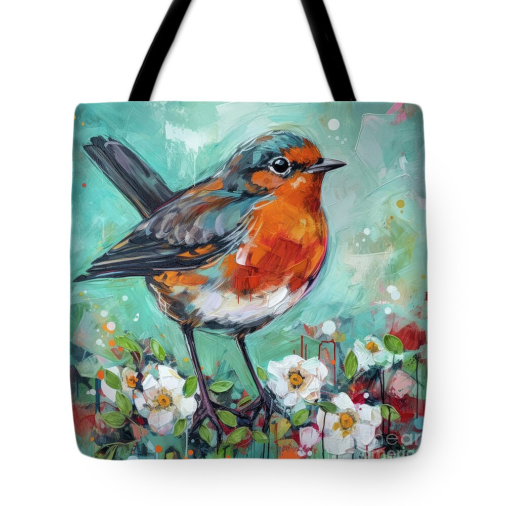 American Robin Tote Bag featuring the painting Spring Robin by Tina LeCour