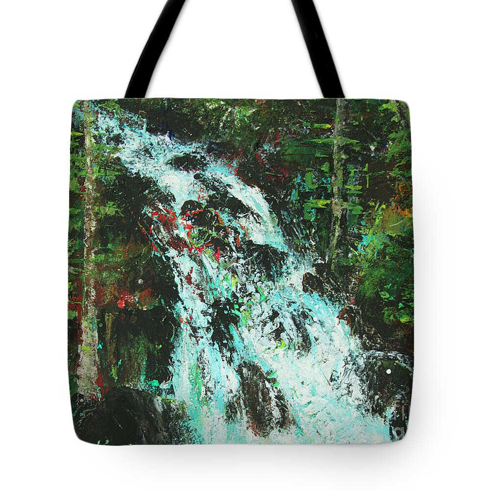 Landscape Tote Bag featuring the painting Spring Runoff by Jeanette French